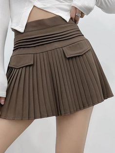 ⚡️Buy Basic High Waist Pleated Mini Skirt Brown M under $37.00 in Skirts Online. Style: Casual/Street/Y2K/Sweet. Color: White/Black/Brown/Gray. Fabric Content: Polyester, Spandex. Fit Type: Regular fit. Length: Above Knee. Design: This preppy style skirt sits to a high rise silhouette, with a-line silhouette, complete with concealed zip fly at back.. ✓2022 SPRING DROPS✓Free Shipping on all orders over $69 USD.. Check reviews and order Basic High Waist Pleated Mini Skirt today. Midi Skirt Pattern, Street Y2k, A Line Mini Skirt, Half Skirt, Gray Fabric, Skirts Online, Gray Skirt, Pleated Mini Skirt, Knee Length Skirt