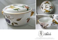 three pictures of different bowls with designs on them