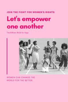 an advertisement for the women's rights movement, featuring black women in white and pink