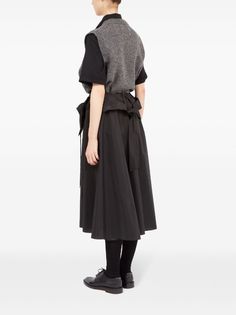 Maison Margiela Layered Flared Midi Skirt - Farfetch Chic Black Skirt With Layered Hem, Black Asymmetrical Gathered Skirt, Yohji Yamamoto Skirt, Luxury Black Midi-length Pleated Skirt, Ann Demeulemeester Skirt, Black Layers, Midi Flare Skirt, Yoko London, City Dress