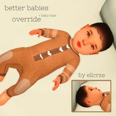 an animated baby laying on its side with the caption, better babies overridde