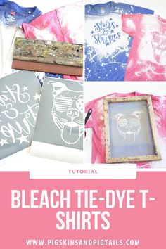 the instructions for how to make t - shirts with tie dye and stencils