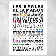 a poster with words written in different languages and colors, including the word rue beaucoup