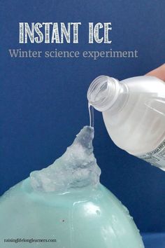 someone is pouring water into an ice ball with the caption instant ice winter science experiment