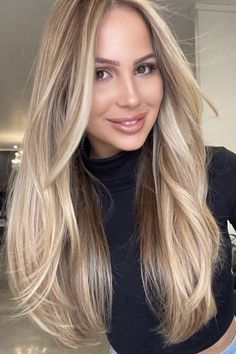 Bronde Brunettes, Blonde Hair Faceless, Long Hair With Bangs And Layers, Soft Curtain Bangs, Blonde Bronde, Blond Balayage, Beautiful Blonde Hair, Straight Blonde Hair