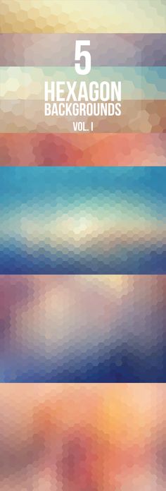 the cover art for hexagon backgrounds vol 1 is shown in three different shades