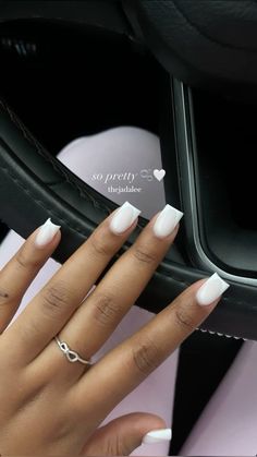 white on white french tips White On White French, White French Tip Nails, White Short Nails, White French Tips, Sophisticated Nails, Henna Nails