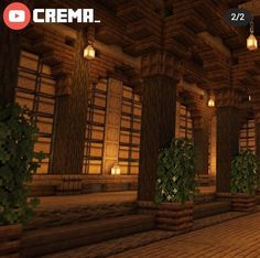 a large room filled with lots of plants and lights on the ceiling in minecraft