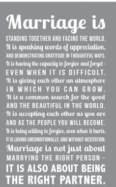 a poster with words that say marriage is the most important thing to each person in this world