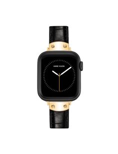 Anne Klein Black/Gold-Tone Croco Leather Band for Apple Watch® Black Apple, Apple Watch Accessories, Apple Watch Bands Leather, Hand Watch, Watch Accessories, Apple Watch Band, Polish Jewelry, Black Watch, Leather Band