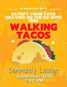 a poster for the walking tacos event