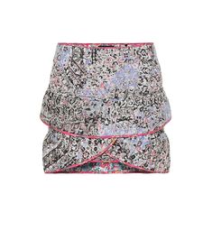 Let the pretty floral print seen on Isabel Marant's Fanulia miniskirt elevate trusted summer staples. Crafted from a breathable cotton and linen blend, the blue and pink design is shaped to a flattering tiered silhouette that ends with a tulip hemline bordered by pink trim. | Isabel Marant Fanulia floral cotton-blend miniskirt Georgette Skirt, Wool Pencil Skirt, Pink Trim, Ag Jeans, Christopher Kane, Cropped Tops, Pink Design, Summer Staples, Blue And Pink