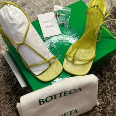 Bottega Barely There Leather Sandal Shiny Light Nappa Lambskin Brand New With Box, Dust Bag And Extra Heel Taps Size 37 Fits A Wide 6 1/2 True 7 Luxury Green Sandals With Single Toe Strap, Luxury Green Sandals With Wrapped Heel, Designer Green Sandals With Single Toe Strap, Designer Summer Sandals With Square Toe, Summer Designer Sandals With Square Toe, Designer Sandals With Square Toe For Summer, Bottega Veneta Stretch Sandals, Bottega Veneta Sandals, Heel Taps