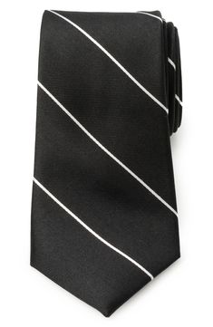 Slim, white stripes angled against inky-black silk distinguish a tie that looks smart in any formal setting. 3" width; 59" length 100% silk Dry clean Imported Diagonal Stripes Pattern, Men's Tie, Stripe Silk, Diagonal Stripes, Suit And Tie, Ties Mens, Look Chic, Black Silk, Silk Ties