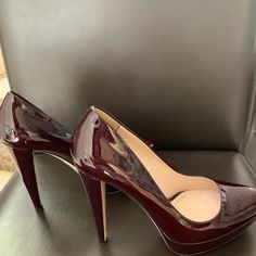 Miu Miu Burgundy Heels In Great Pre Owned Condition. Miu Miu Heels, Burgundy Heels, Miu Miu Shoes, Red Purple, Color Purple, Miu Miu, Shoes Women Heels, Shoes Heels, Women Shoes