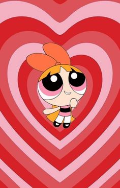 the powerpuff girls wallpaper with a heart shaped background and cartoon character on it