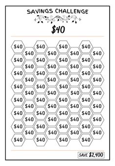 the printable savings challenge for $ 10