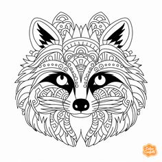 illustration of Raccoon-themed mandala coloring page Woodland Adventure, Racoon