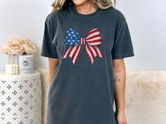 Coquette USA Bow Comfort Colors Shirt, Coquette Bows Shirt, Fourth Of July Women's Shirt, Comfort Colors American Flag Shirt, Coquette Shirt Coquette Shirt, Shirt Coquette, Coquette Bows, Bow Shirt, Bow Shirts