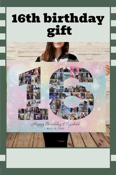 Sweet 16 girl's delight—a personalized birthday gift. #sweet16, #sweet16decorations, #16thbirthday, #16thbirthdaygifts, #sweet16gifts, #SweetSixteen Sweet 16 Bff Gift Ideas, Sweet 16 Picture Board, Bsf Sweet 16 Gifts, Sweet 16 Photo Collage Ideas, Sweet 16 Name Display