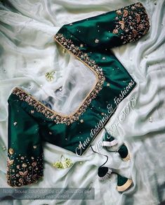 Floral Work Blouse, Green Blouse Designs, Keep Me Stylish, Pattu Saree Blouse Designs, Blouse Design Images