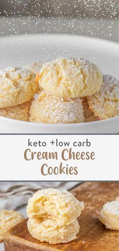 keto - low carb cream cheese cookies with powdered sugar on top