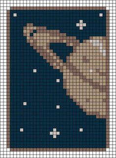 a cross - stitch pattern of a man's face in blue and brown colors