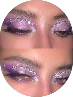 Maquillage Yeux Cut Crease, Concert Makeup, Rhinestone Makeup, Rave Makeup, Swag Makeup, Purple Makeup, Smink Inspiration, Ethereal Makeup, Makijaż Smokey Eye