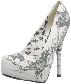 Iron Fist Nevermore White Platform Heel (6) | Amazon.com Fantasy Footwear, White Platform Heels, Vetements Shoes, Iron Fist Shoes, White Platform, Iron Fist, Platform Heel, Painted Shoes, Fashion High Heels