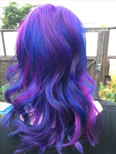 Hair Color Blue And Purple, Dark Teal Hair, Purple Hair Streaks, Blue And Purple Hair, Pink Purple Hair, Dark Blue Hair, Galaxy Hair