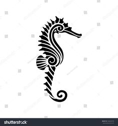 a black and white silhouette of a sea horse