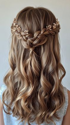 Boho Braided Zig-Zag Half-Up ⚡ Wedding Hairstyles Junior Bridesmaid, Jr Bridesmaids Hairstyles, Wedding Hair Junior Bridesmaid, Boho Half Up Wedding Hair, Sia Hairstyle, Jr Bridesmaid Hairstyles Half Up, Jr Bridesmaid Hair, Flower Girl Half Up Hairstyles, Half Up Hairstyles For Kids