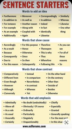 a poster with words and phrases to describe the different types of sentences in english