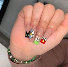 Colorful Nail Art, Colorful Nail, Grunge Nails, Simple Acrylic Nails, Glow Nails, Short Square Acrylic Nails, Classy Acrylic Nails, Dope Nail Designs