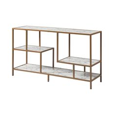 two shelves with marble top and metal legs