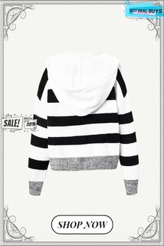 Long Sleeve Hoodie Striped Daily Simple Sweater Striped Long Sleeve Sweatshirt For Winter, Striped Crew Neck Outerwear For Winter, Spring Hooded Sweater With Cozy Fit, Spring Cozy Fit Hooded Sweater, Cozy Fit Hooded Spring Sweater, Striped Hooded Tops For Fall, Striped Hooded Sweatshirt For Winter, Striped Hooded Top For Winter, Winter Striped Hooded Top