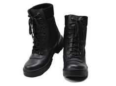 Original French Military Black Leather Boots Authentic Military Gear: Experience authenticity with these Original French Military Black Leather Boots. Crafted to meet military standards, these boots offer a combination of style, durability, and functionality that reflects the high standards of the French military. Reinforced Heel for Extra Durability: Navigate with confidence knowing that these boots are equipped with a reinforced heel. This feature adds extra durability to a high-wear area, ens Black High Ankle Lace-up Boots For Outdoor, Wear-resistant Techwear Work Boots With Round Toe, Techwear Style Wear-resistant Work Boots With Round Toe, Durable Techwear Combat Boots With Round Toe, Durable Round Toe Techwear Combat Boots, Black Lace-up Martin Boots For Outdoor Activities, Black Round Toe Martin Boots For Hiking, Durable Combat Boots For Hiking, Durable Techwear Work Boots With Round Toe