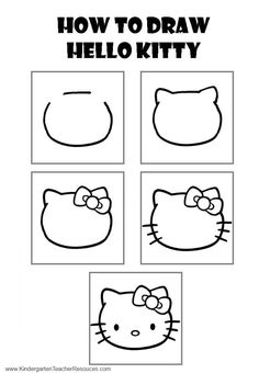 the four hello kitty faces are shown in black and white