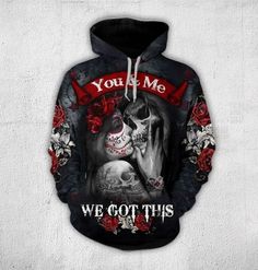 Skull Couple Hoodie And Sweatpants Set You And Me We Got This - LuvinGift