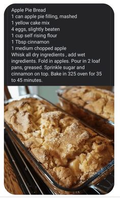 an image of apple pies in the oven with instructions on how to bake them