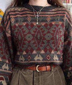 Grandpa Sweater Outfit Aesthetic, Grandpa Sweater Outfit, Grandpa Fashion, Jumper Style, Sweater Trends, Outfit Inspo Fall, Character Outfits, Vintage Sweaters, Comfy Outfits