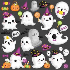 halloween ghost cliparts with candy and candies