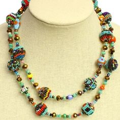 Artisan Czech Glass Glass Beads And 16 Multi-Color Beaded Balls Necklace Fiesta Necklace Turquoise Multi-Color Glass Beads 36" Long Strand; Wear As A Long Single Strand Or Doubled Around Your Neck Because Of Handmade Nature No Two Necklaces Are Exactly Alike Handcrafted In Guatemala Using Czech Glass Beads. Czech Beads Are Know Worldwide For Their High Quality Easy To Open/Close Magnetic Clasp. Please Visit Our Posh Closet For The Enchanted Collection Of Beaded Necklaces, Earrings & Bracelets