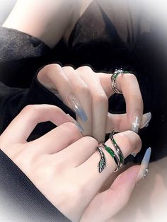 The price is for a ring only, others are not included. Slytherin Ring, Slytherin Jewelry, Slytherin Green, Slytherin Snake, Slytherin Fashion, Finger Ring For Women, Ring Female, Color Personality, Green Snake