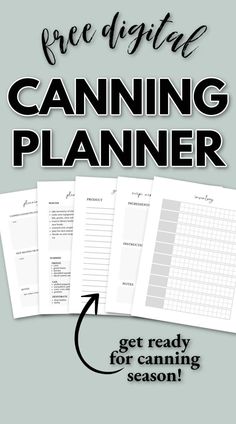 the free printable canning planner is shown in black and white