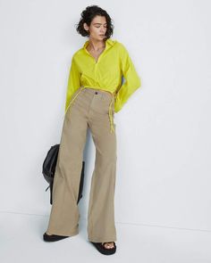 Lime Green Top, Cotton Poplin Top, Poplin Top, Popover Shirt, Ruched Top, Fresh Lime, Green Tops, Neon Green, Cotton Tops