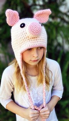 "Piper the Piggy Hat Crochet Pattern is just perfect for every piggy lover. Have a little fun while keeping warm this winter and make one for everyone in the family. Piper the Piggy Hat is for \"THE CROCHET PATTERN ONLY\". Written in US standard terms. Sizes Included: 0 to 3 months 3 to 6 months 6 to 12 months toddler  3 to 5 years 6 to 11 years teen/adult female adult male Yarn used; Lion Brand Vanna's Choice ALL PATTERN SALES ARE FINAL. *This has no shipping charge since it is a pdf file and you can download as soon as your payment clears. If you are unable to download please contact me and leave your email address and I will email it to you directly. *This is for the PATTERN only not the finished product. The pattern is copyright to Ava Girl Designs PLEASE DO NOT COPY, SHARE OR RESELL M Crochet Headband Tutorial, Pig Costumes, Monkey Hat, Crochet Hood, Baby Pig, Cute Piglets, Crochet Pig, Hat Crochet Pattern, Baby Pigs