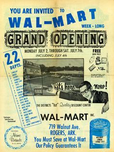 an old advertisement for wal - mart's grand opening