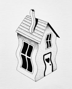 a black and white drawing of a house