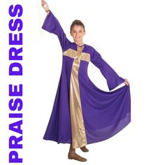 Nwt Danzcue Praise Dance Cross Long Dress. Size Small. Purple And Gold. This Dress Is Designed For Praise Dance, Liturgical Dance, Worship Dance, And Ministry Dance. Long Cross Dress Has Slip-Over-The-Head Styling, Long Semi Bell Sleeves With Hidden Elastic Wrist Bands For A Perfect Sleeve Fit, An Ultra Full Sweep Skirt, And Features A Front Sewn-In Metallic Cross. 100% Polyester. This Is Tehcicallt A Children Size 12 -14 But Will Fit A Small Women Easily. Please See Measurements. Approximate Me Black Chiffon Maxi Dress, Dance Worship, Liturgical Dance, Worship Dance, Lbd Dress, Praise Dance, Cross Dress, Maxi Bridesmaid Dresses, Embroidered Midi Dress